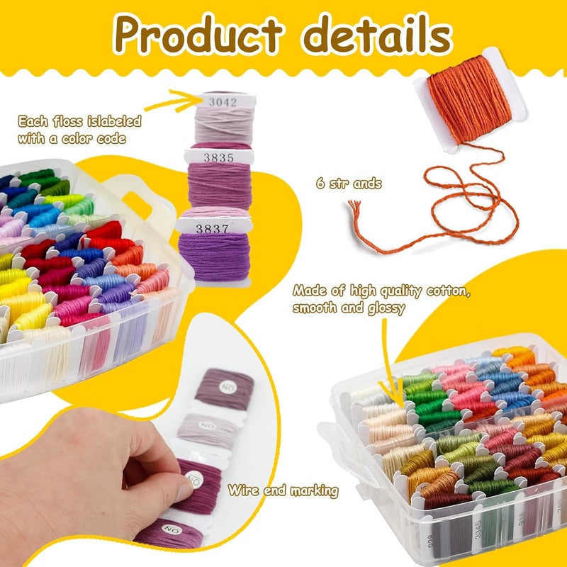 AILUHONG 187Pcs Embroidery Floss Polyester Cross-Stitch Thread Kit with Tailoring Tools 150 Colors Friendship Bracelets Floss for Embroideries Sewing Handicraft DIY Project - Image 4
